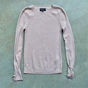 Banana Republic Ribbed Tie Sleeve Italian Merino Cashmere Pink Sweater